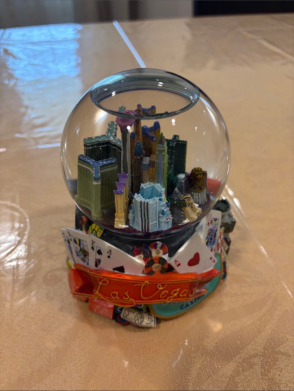 Vintage Las Vegas Strip Musical Snow Globe HO-45 We Are In The Money Spinning
